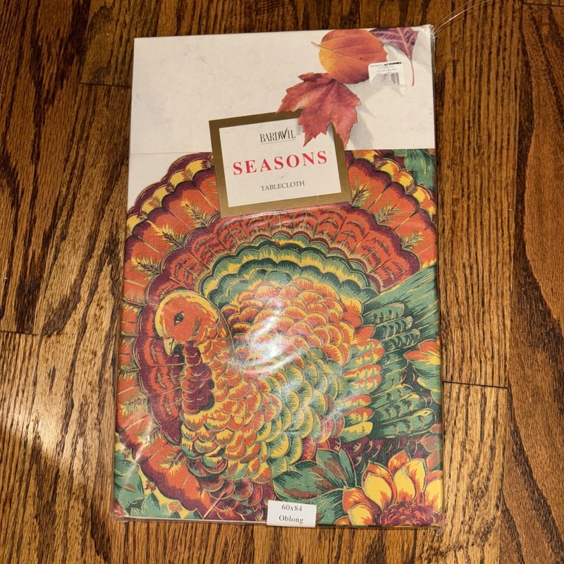Bardwill Tablecloth Thanksgiving Seasons Autumn Fall Turkey 60 x 84 Oblong NEW