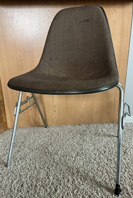 Eames Property Of Herman Miller Label Tag early shell chair Girard Brown Fabric