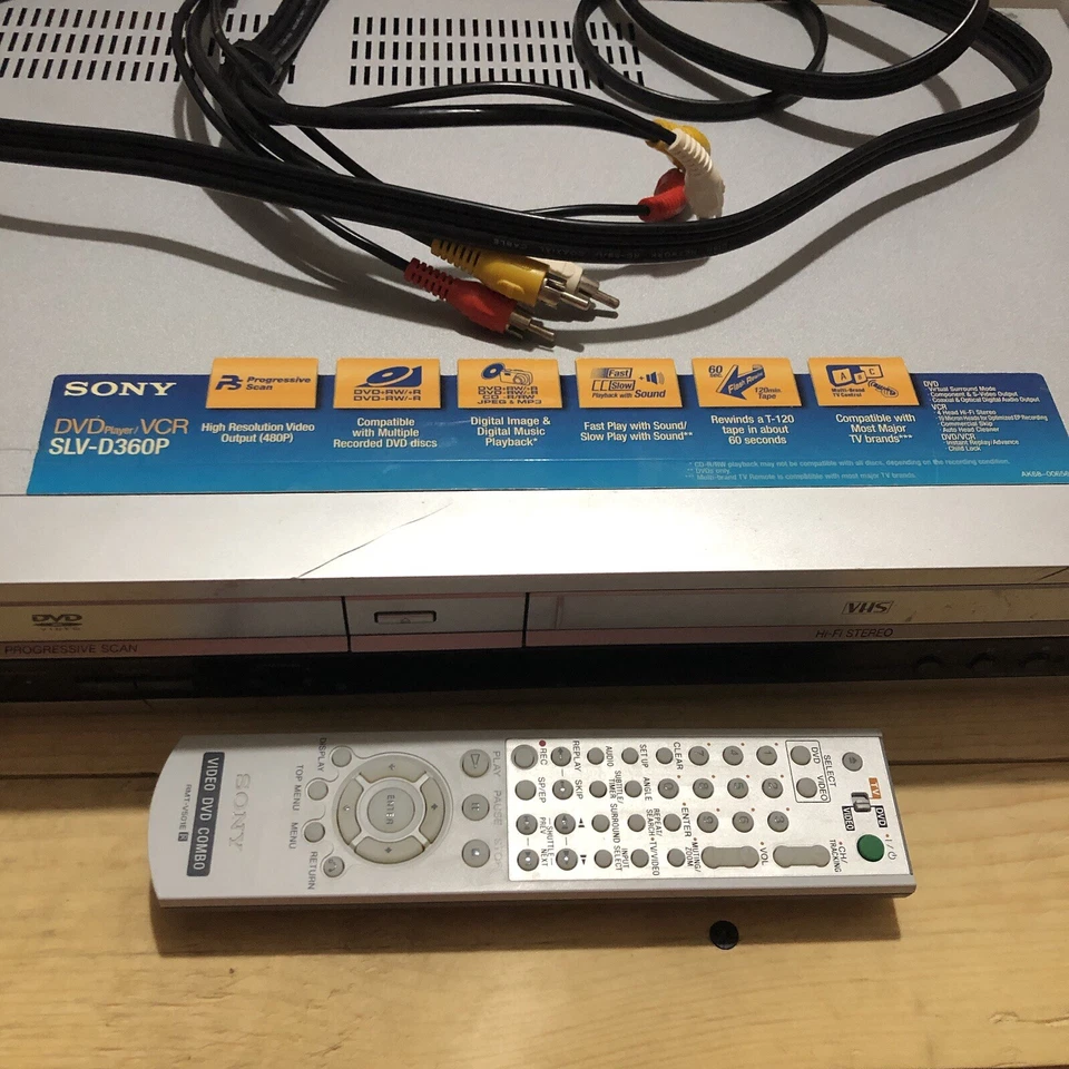 Reproductor combinado de DVD/VHS Sony SLV-D360P funciona con control remoto, manual, cables. Foto 2 de 4