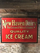 Rare 1918 Antique New Haven CT Dairy Ice Cream Sign 42” Cardboard Kemper Thomas