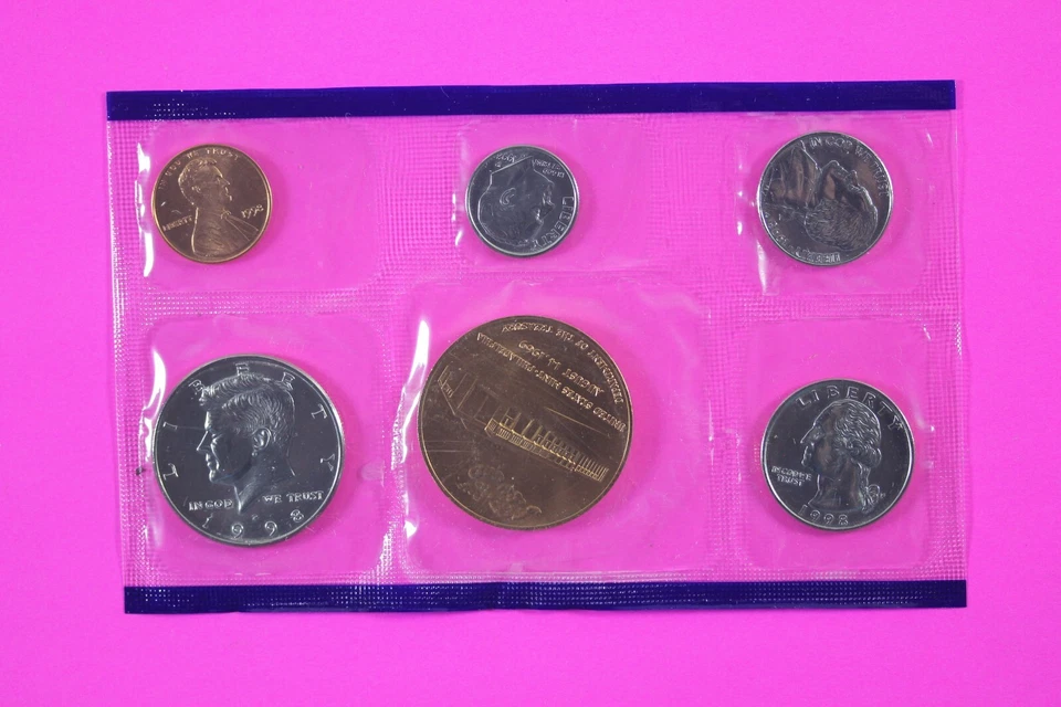Very Rare 1998 Philadelphia Souvenir Mint Set In Green Envelope BU Coins 7008 - Image 3 of 4