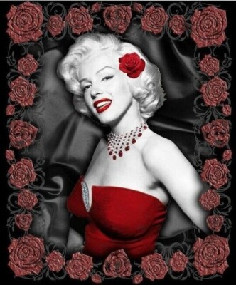 New Red Roses Marilyn Monroe Plush Fleece Throw Gift Blanket Cute Sexy  Photo NIP - Main Image