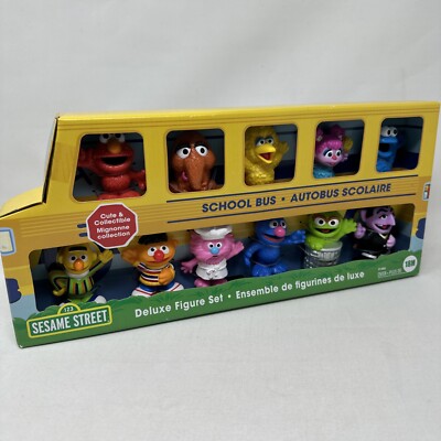 SESAME STREET SCHOOL BUS Deluxe Figure Set 11-Pk PLAYSKOOL Muppets CAKE TOPPERS