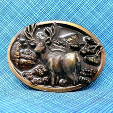 Buck Deer Stag Belt Buckle Hunter Sportsman Nature Vtg 80s Bergamot   .PCB121