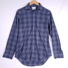 Calvin Klein Steel Shirt Men M Blue Plaid Button Up Slim Fit Non-Iron Business