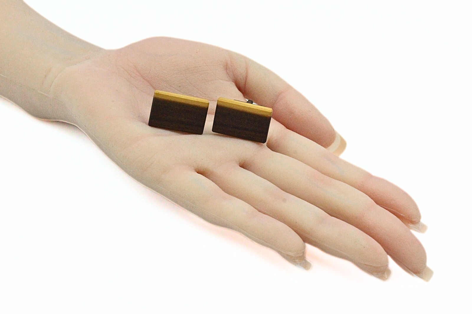 Distinguished MCM Rectangular Wood Copper Cufflin… - image 7