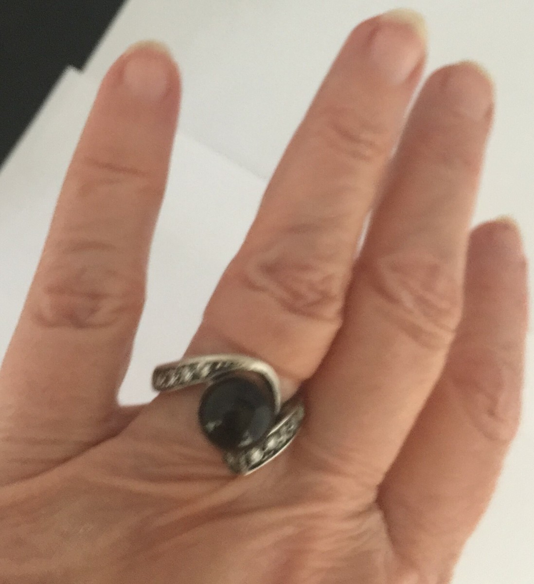 Bague En Argent Sterling Des Années 70/80 – Style Pavé D’oxydes, Haute Couture Vintage