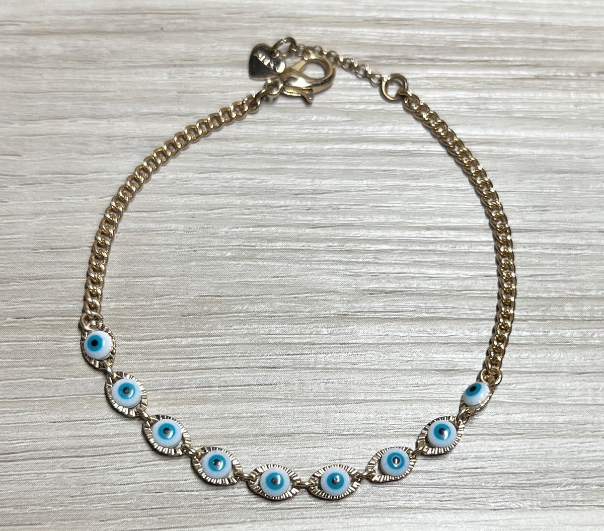 Designer ALDO Gold Tone Blue Evil Eye Protection Bracelet, To