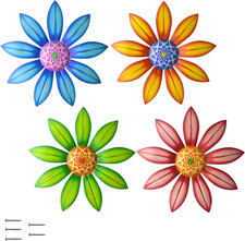 Metal Flower Decor 4 Pack Metal Flowers Wall Decor Colorful Flower Wall Art ...