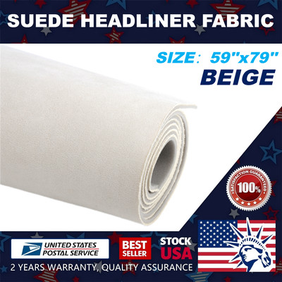 Beige Suede Headliner Fabric Material 79''x59'' Car Interior Roof Liner Upholstery