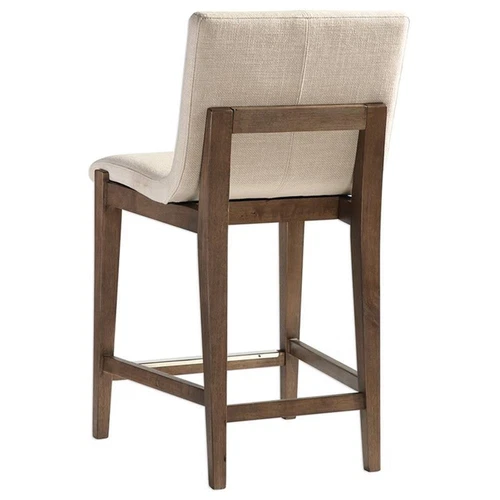 Uttermost Klemens 26" Wood and Fabric Upholstered Counter Stool in Beige/Walnut - Picture 5 of 10