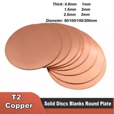 Solid Pure Copper Discs Blanks Round Plate Metal Sheet Thick 0.8 3mm  50mm 200mm