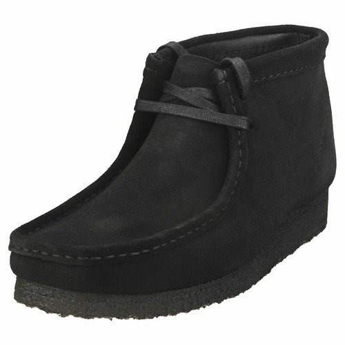 black wallabee boots