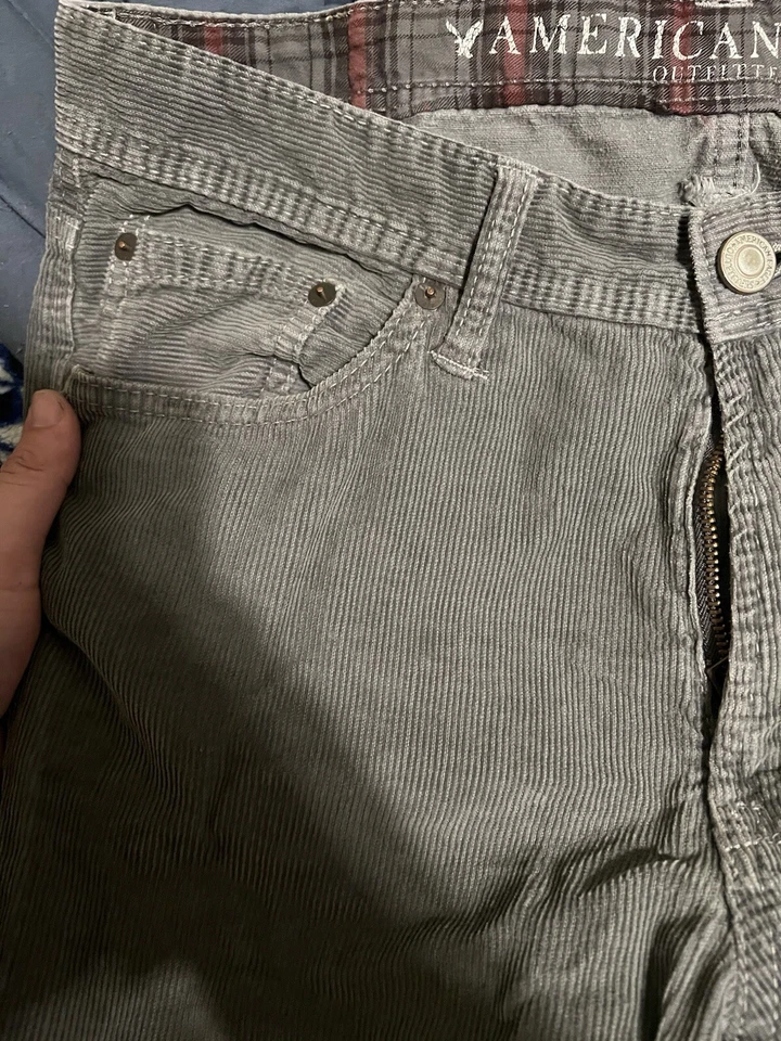Mens American Eagle Corduroy Cotton Pants Straight Skater Gray 33 x 30 - Image 3 of 4