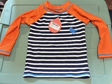 NWT Boys Girls Hatley Nautical Stripes Rash Guard Swim Shirt Size 2 Dinosaur