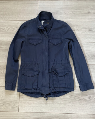 Hinge Womens Navy Blue Zip Up Utility Cargo Jacket Size Pockets - Main Image