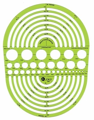 Jakar Radius Master Metric Templates Stencil 189x251mm Transparent Gree Plastic