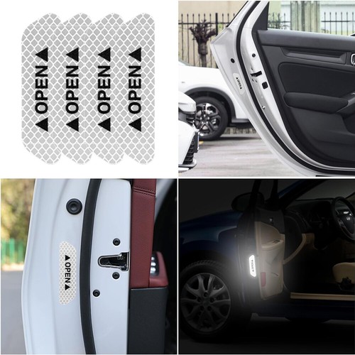 4PCS Auto Car Door Open Sticker Reflective Tape Safety Warning Decal Accessories - Picture 5 of 24
