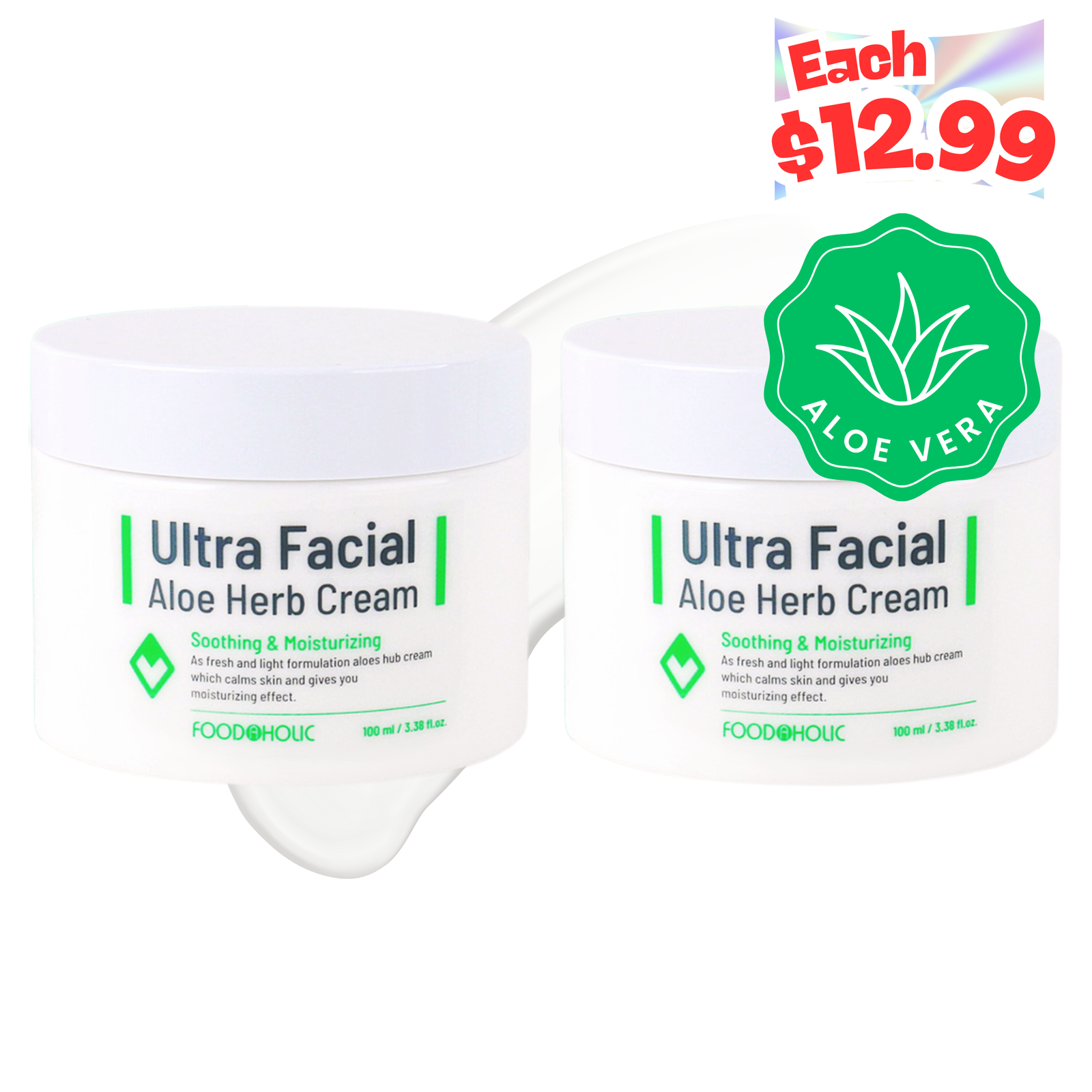 Face Cream with Aloe Vera - Korean Skin Care Intensive Hydrating Face Cream-image