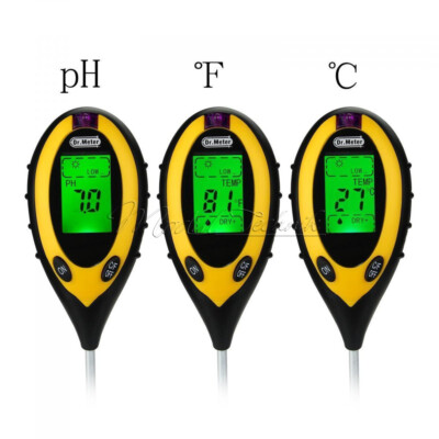 4 In 1 LCD Digital Soil Moisture Humidity Temperature Sunlight PH Tester Meter