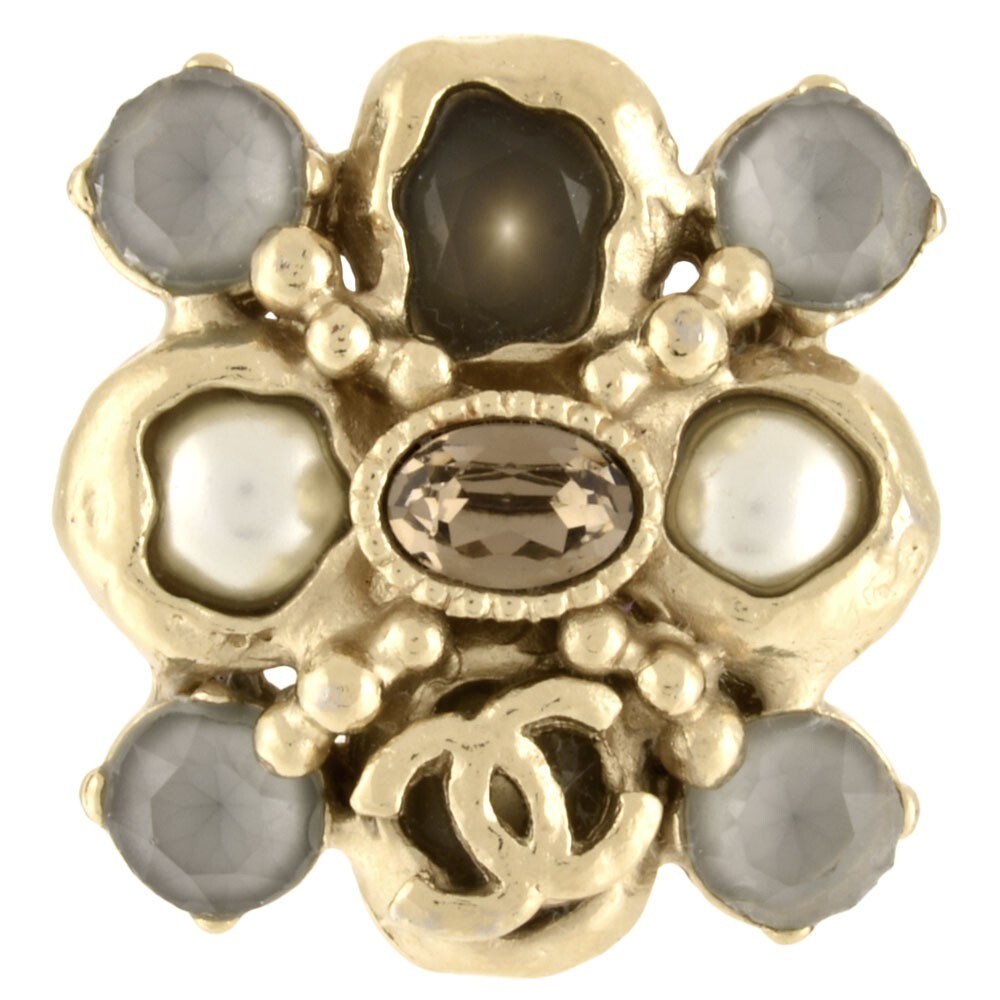 CHANEL Coco Mark Gripoa Size 11.5 Ring 16A Faux Pearl