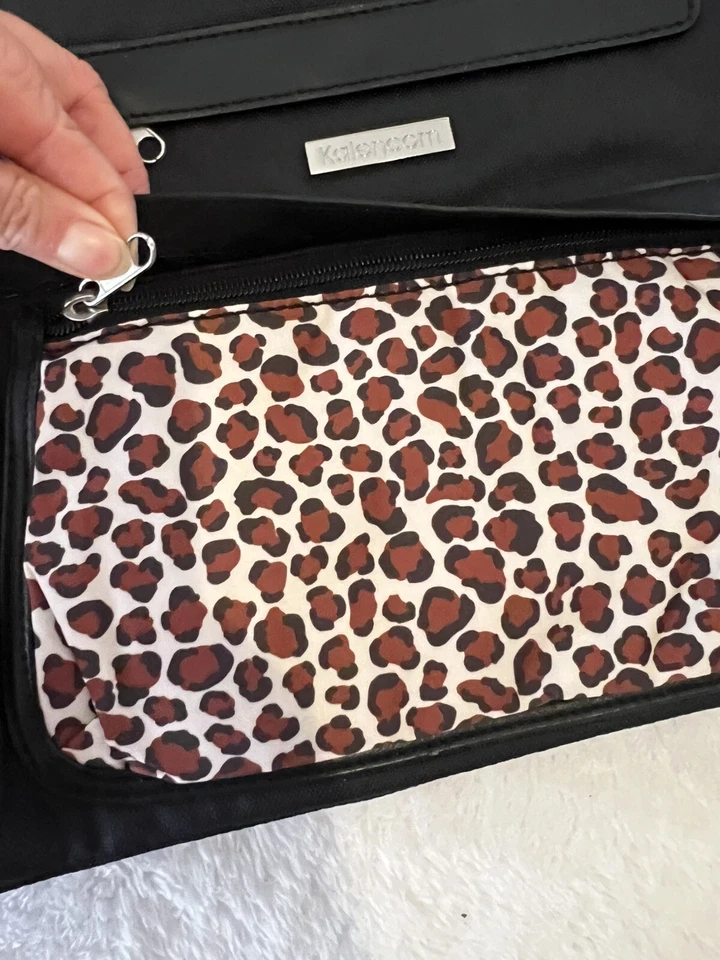 Kalencom Nola Tote Diaper Bag Large Leopard Print Black W/ Changing Pad & Pouch - Image 2 of 4