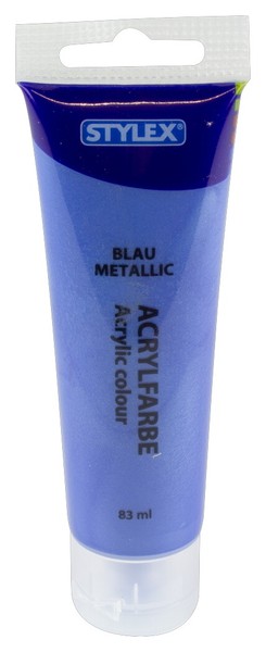 Stylex Acrylfarbe 83 Ml, Blau Metallic KüNstlerfarbe Acrylfarben Tuben Malen-image