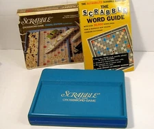 Vintage Selchow & Righter Blue Case Travel Scrabble Game w/Scrabble Word Guide