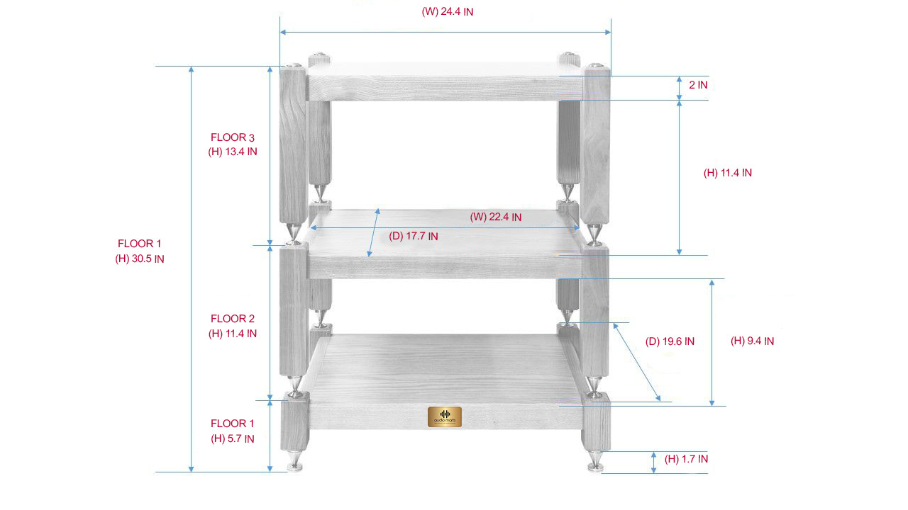 HI-END  AUDIO RACK OAK WOOD - 3 TIERED