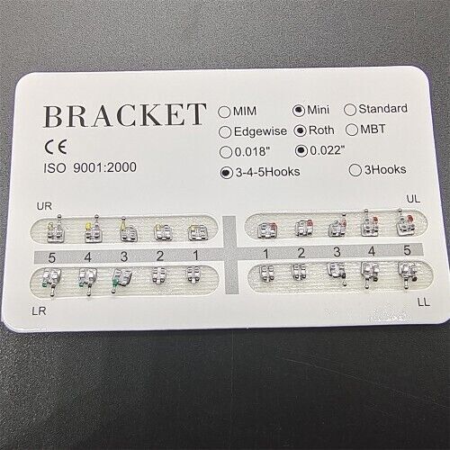 1-1000Sets Dental Orthodontic Metal Brackets Mini Roth 022 345 hooks Mesh Base - Picture 3 of 11