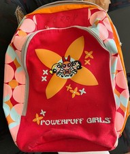 Vintage 2000 POWERPUFF GIRLS Orange BACKPACK 4 stamper figures