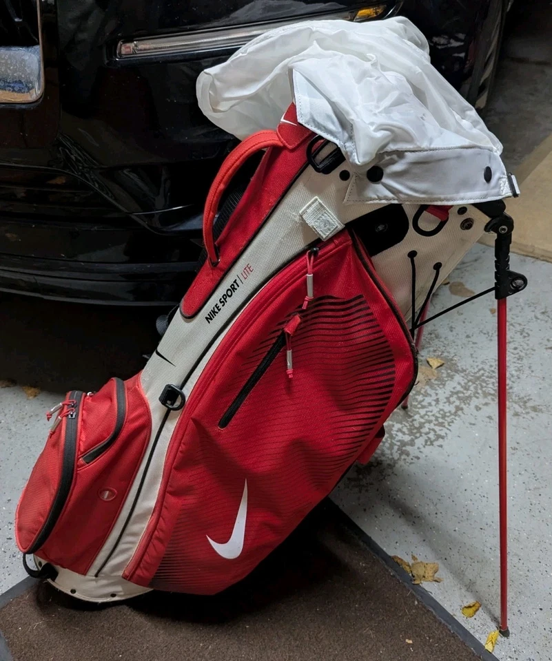 Nike Sport Lite Golf Stand Bag Carry Backpack Strap 5 Way Divider Red White Ohio - Image 2 of 4