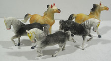 Lot of 5 VTG Plastic Farm Horses Figures Hong Kong Arabian Dressage Yellow-Black