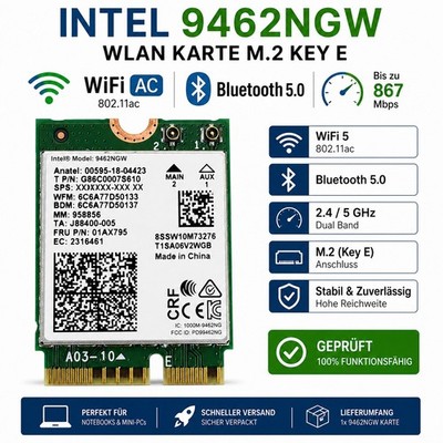  Intel 9462NGW WLAN Karte WiFi AC + Bluetooth M.2 Notebook   #W243