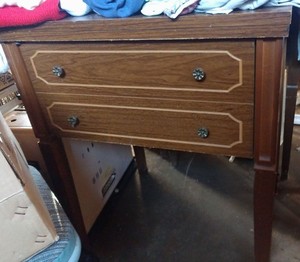 VINTAGE ANTIQUE WOOD SEWING CABINET