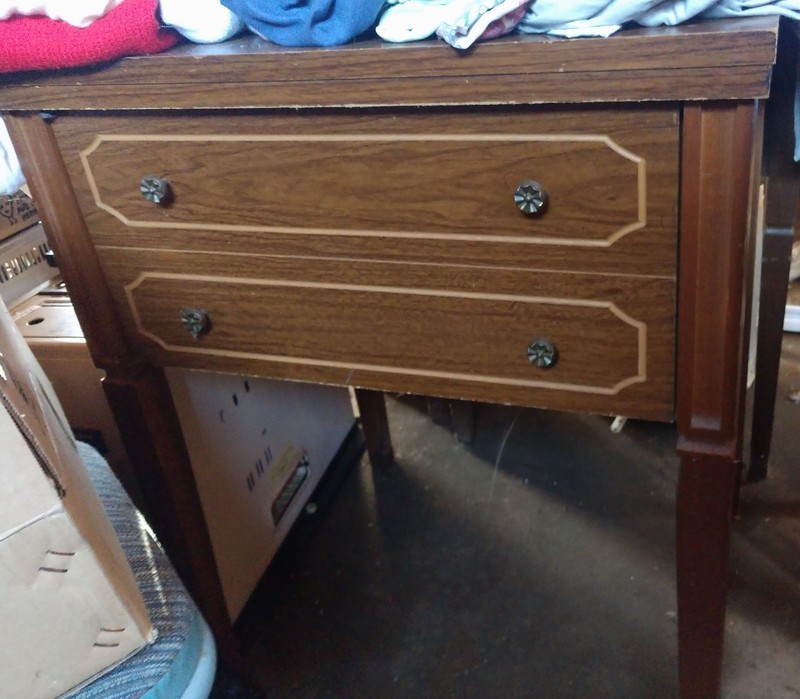 VINTAGE ANTIQUE WOOD SEWING CABINET