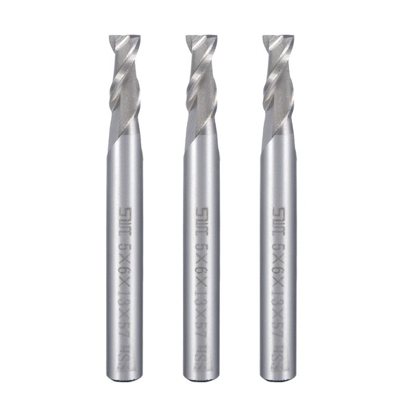 3 Stk.Gerade SchaftfräSer Cnc FräSer 2 FlöTe 6Mm Schaft 5Mmx13Mm-image