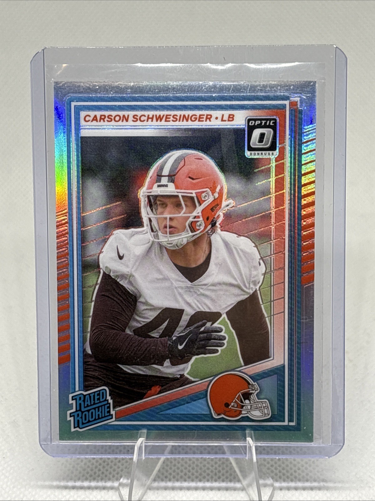 2025 Panini Donruss - Rated Rookie Carson Schwesinger  Optic Preview Holo Prizm 