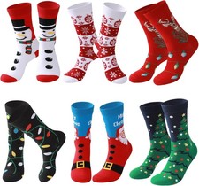 6 Pairs Men's Funny Christmas Socks Novelty Holiday Cotton Crew Socks Gift