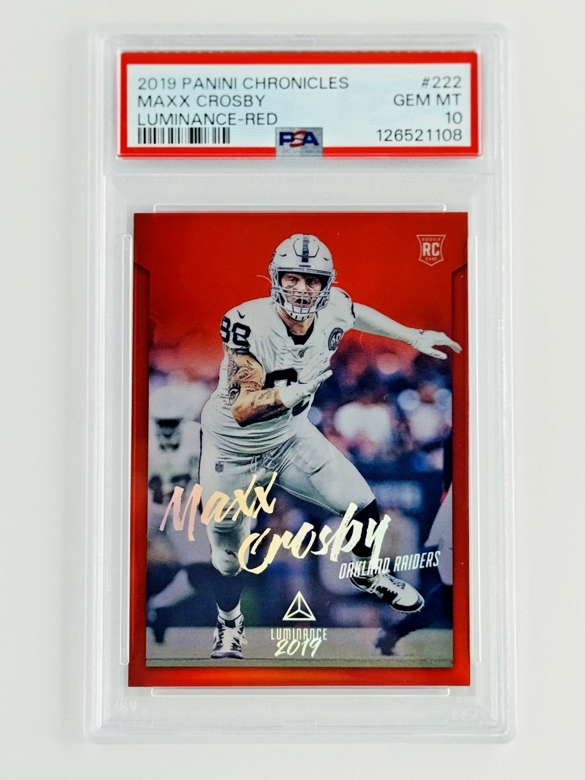 Maxx Crosby Panini Chronicles Luminance #222 Red