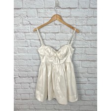 For Love and Lemons Nuuly Doris Cream Satin Mini Dress Size M