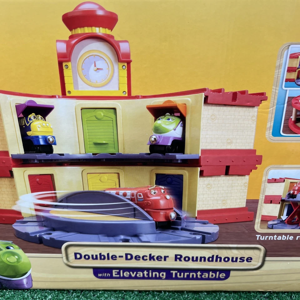 Casa redonda de dos pisos para ferrocarril de madera Chuggington con tocadiscos elevador nuevo Foto 3 de 4