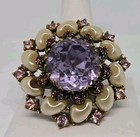Pink Faux Pearl Brooch Vintage Purple