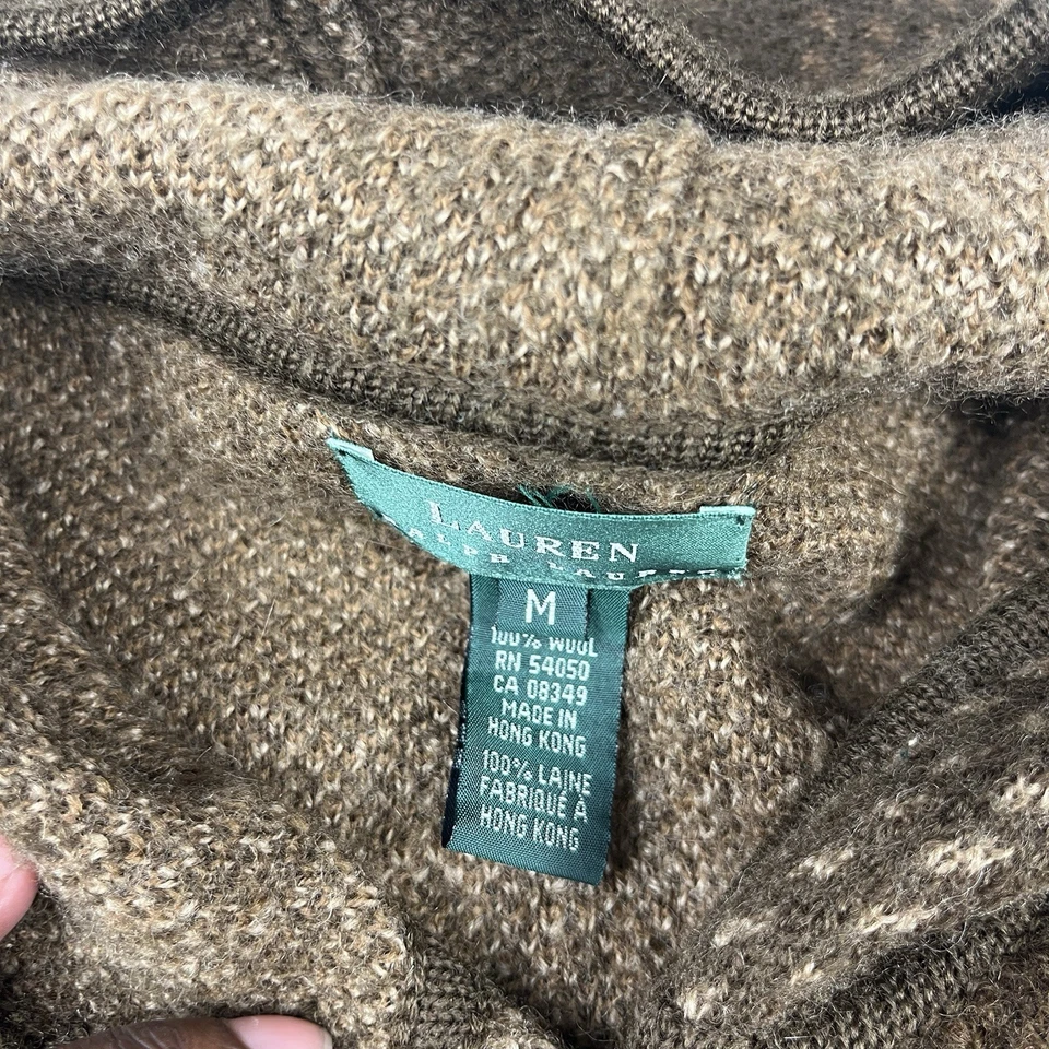 Lauren Ralph Lauren 复古羊毛连帽夹克格子棕色 Cottagecore 大衣 Rustic M — 第 4/4 张图片