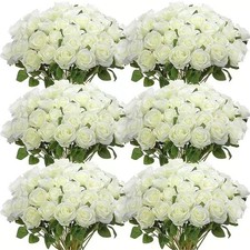 50 Pcs Velvet Rose Artificial Rose Flowers Real Touch Fake Roses Florals for Val
