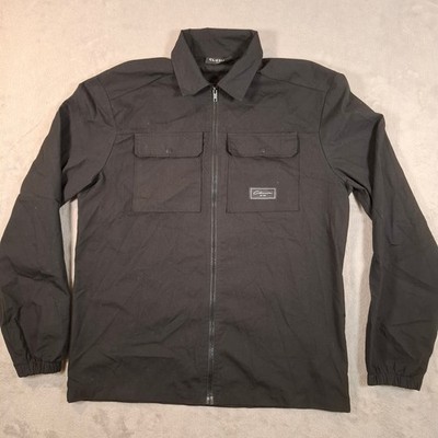 Verschluss Jacke Herren Large schwarz Terrasse Freizeit Coach Utility Reißverschluss Overshirt