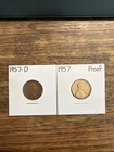 1957 D And 1957 Proof Lincoln Wheat Cent NICE COINS!