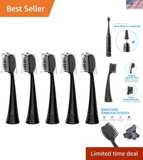 Replacement Toothbrush Heads for BURST Sonic - Ultra Soft Black Charcoal 5 Count