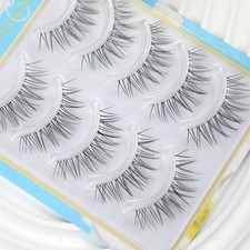 5 Pairs False Eyelashes Natural Little Devil Cross Curling Big Eyes Wispy