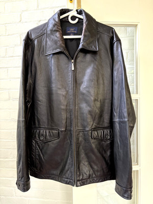 BROOKS BROTHERS 346 MEN'S BROWN SOFT LEATHER FLAT POCKETS ZIP FRONT JACKET XXL